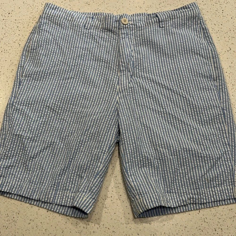 Vineyard Vines Men's Seersucker Club Shorts 32, Light Blue & White,
